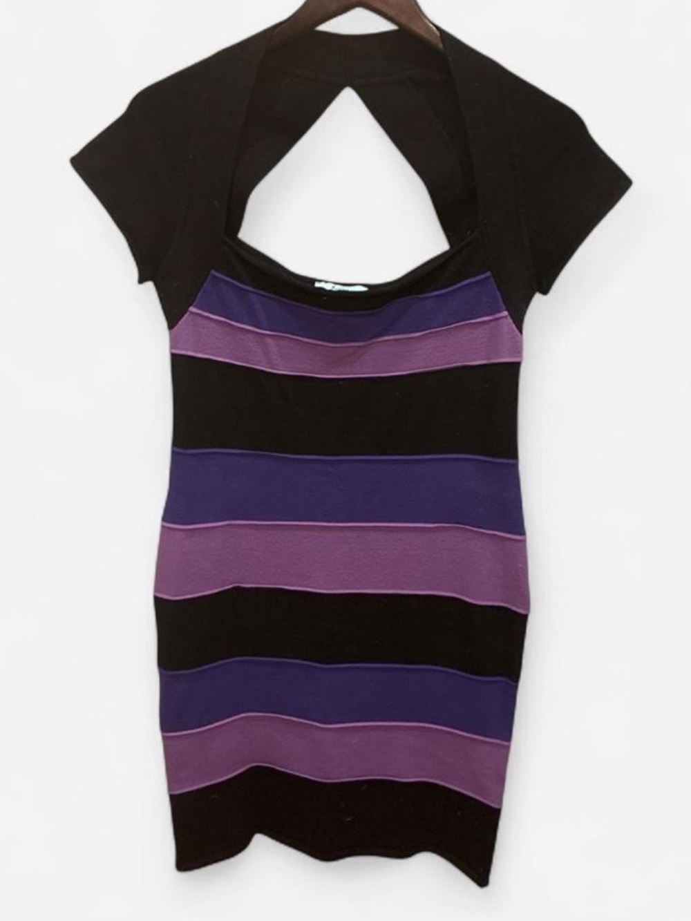 GUESS by Marciano Purple Black Lavender Cutout Back Bandage Sweater Dress Large